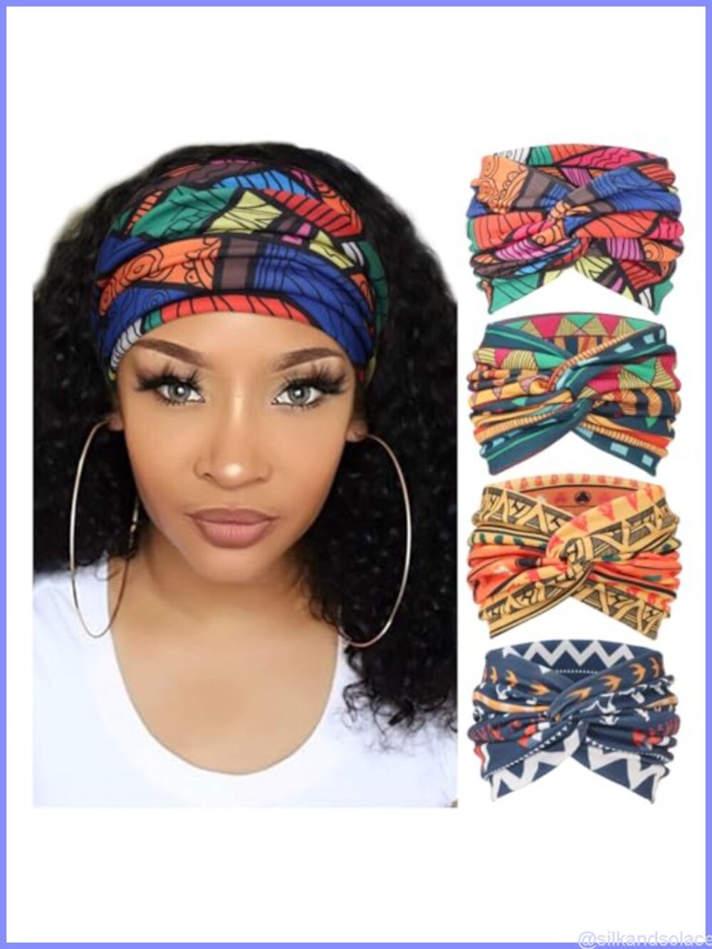 Wide Turban Headband Set Knotted Elastic Hair Wraps Bohemian Vintage Accessory